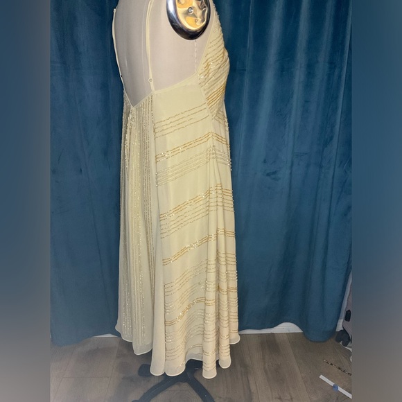 ASOS Ivory Sequined Beaded Backless Cami Midi Dress Size 8 - Picture 5 of 10